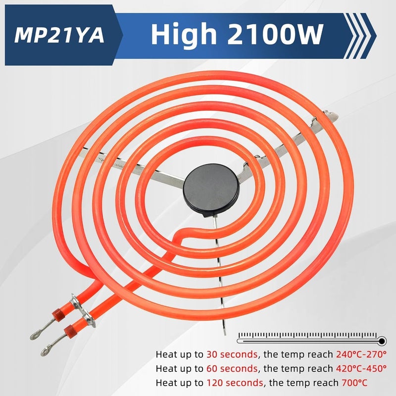 Fetechmate 2 Pack MP21YA (8") Electric Range Burner Element Unit Set Replacement Fit for Frigi-daire Whirl-pool Ken-more May-tag Stove Top Burner Replace WPY04100166, 4381750, Y0E00801799, 19950009 By - Image 2